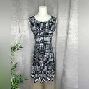 Max Studio Women’s Polka Dot Sleeveless A-Line Midi Dress Black & White Sz S